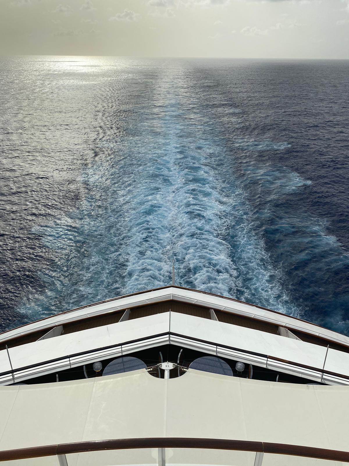 The sail-away party from the upper deck